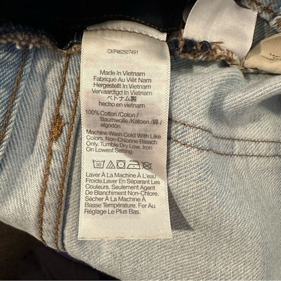 Madewell Maternity Relaxed Cutoff Low Rise Denim Jean Shorts elastic sides Sz 23 - Picture 5 of 8